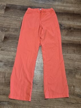 Grey's Anatomy Bright Coral Elastic-Waist Scrub Pants Small Tall